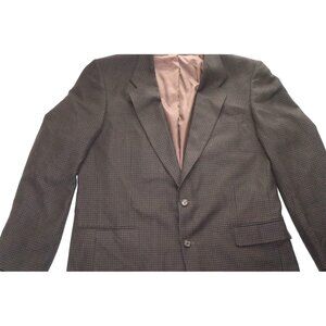 Pierre Balmain Luxury Silk Wool Sport Coat Brown Herringbone Men's 46 X-Long
